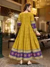 Mustard Yellow Rayon Print With Embroidery Work Anarkali Kurti Aaradhna 2030